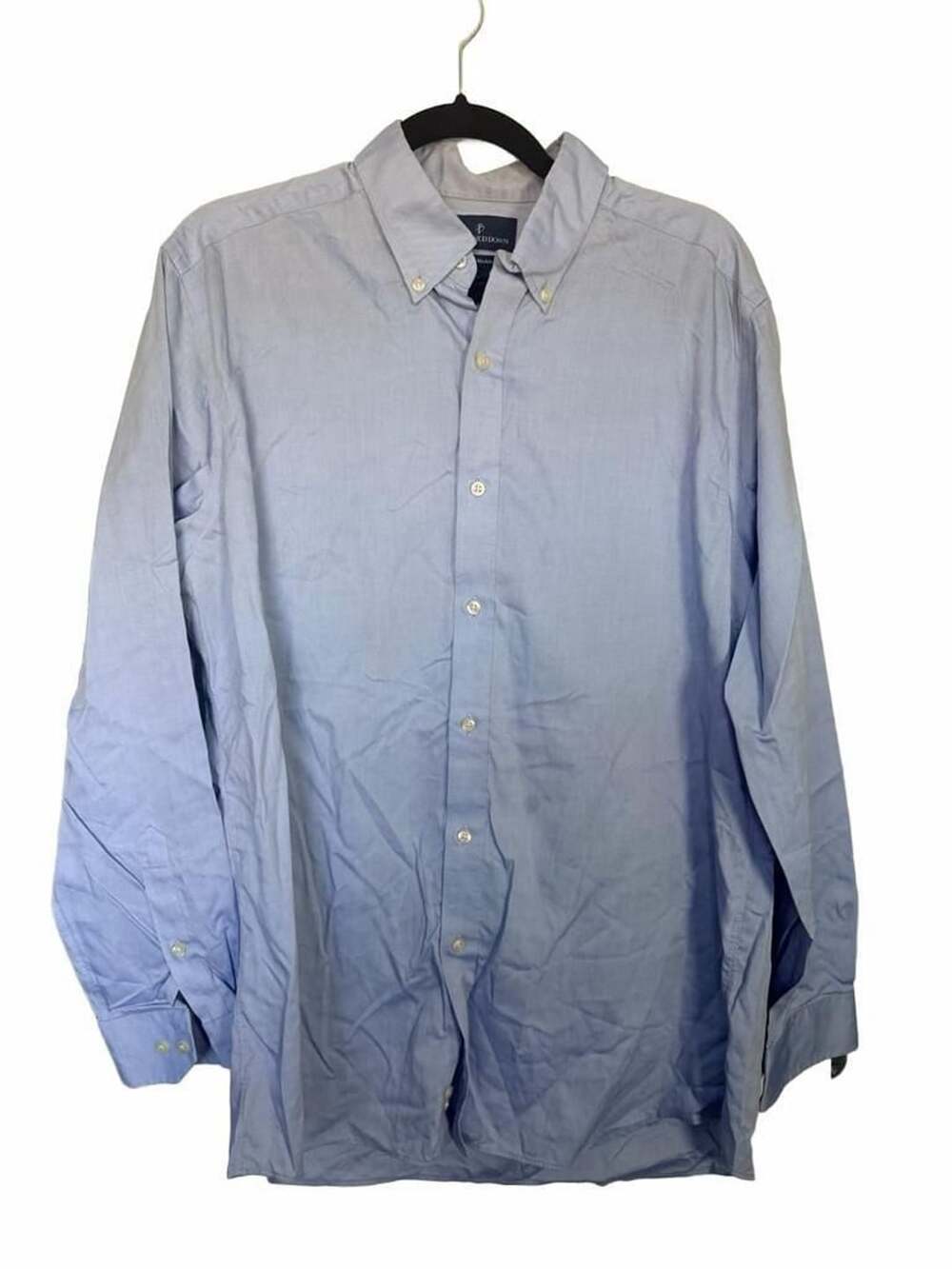 Buttoned Down Dress Shirt Size 17 35 Blue Tailored Long Sleeve_214